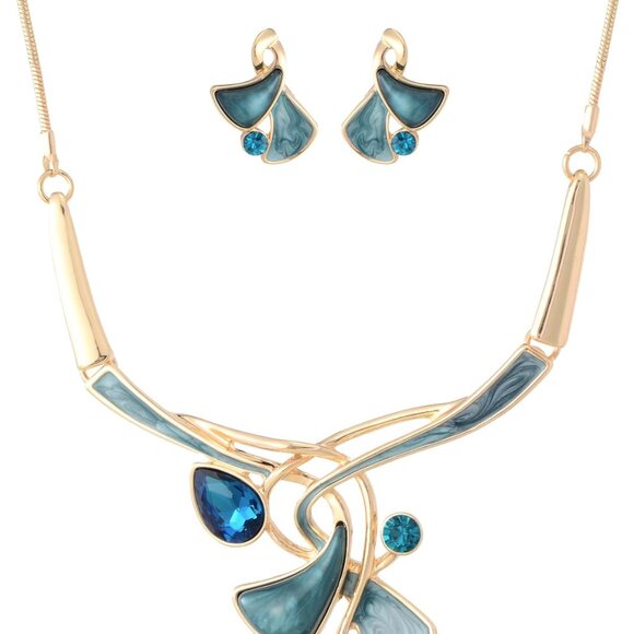 Chunky Statement Jewelry Set Vintage Retro Leaf Flower Floral Geometric Bohemian